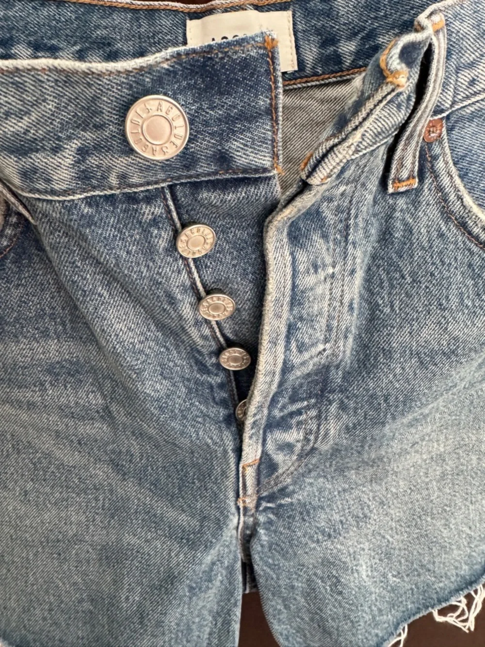Agolde Light Blue High-Rise Denim Cutoff Shorts - Picture 5 of 8